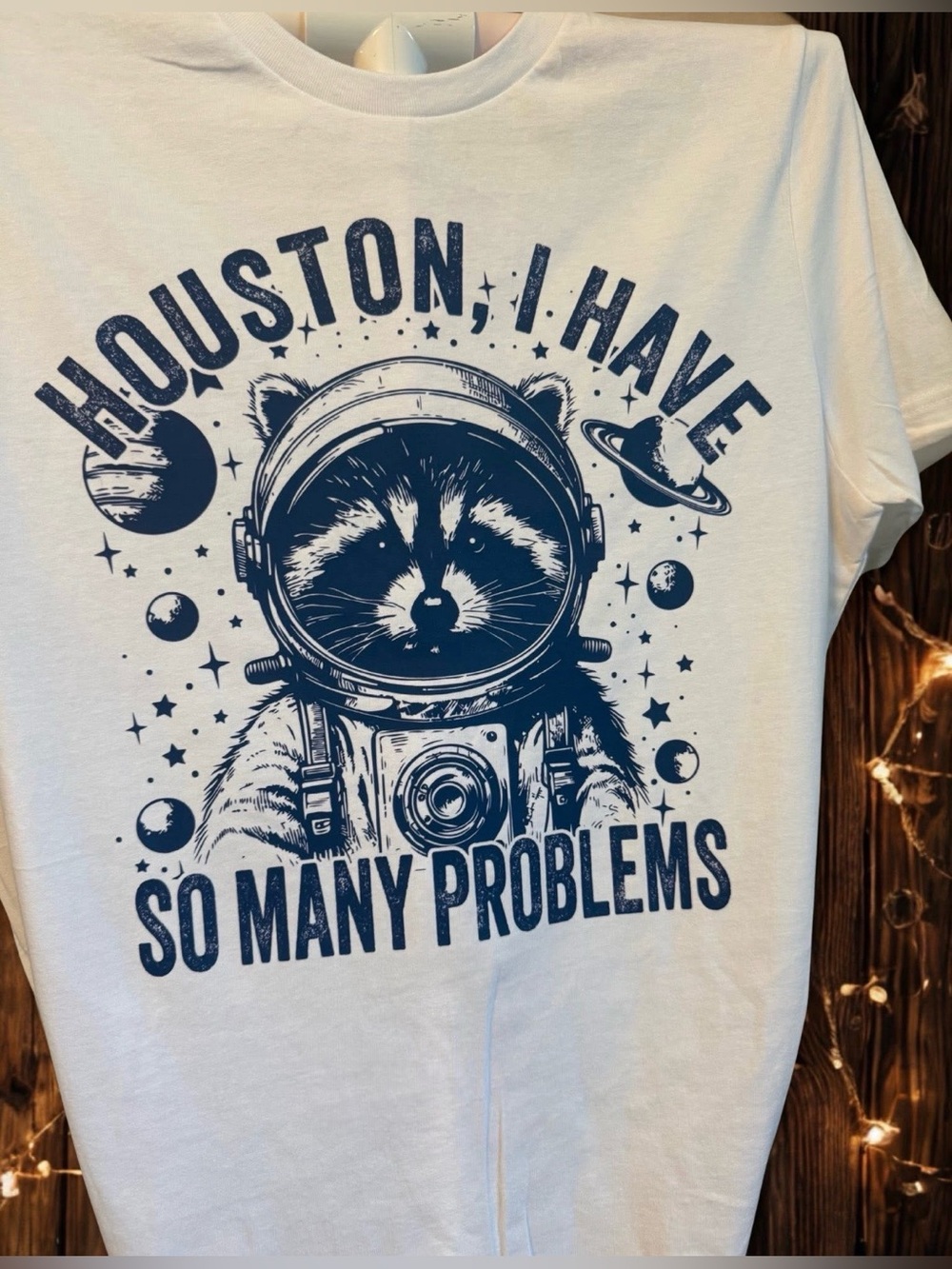 Houston I Have So Many Problems Graphic Tee - White & Navy